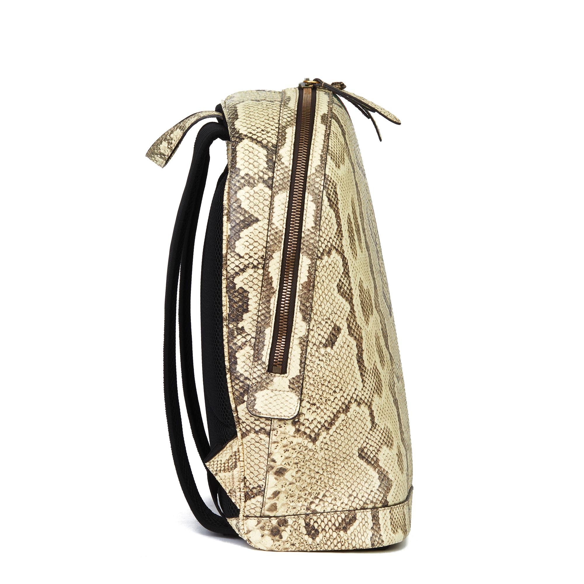 GUCCI
Natural Animalier Python Leather & Web Backpack

Xupes Reference: HB3086
Serial Number: 442892 213317
Age (Circa): 2019
Accompanied By: Gucci Dust Bag, CITIES
Authenticity Details: Serial Stamp (Made in Italy)
Gender: Unisex
Type: