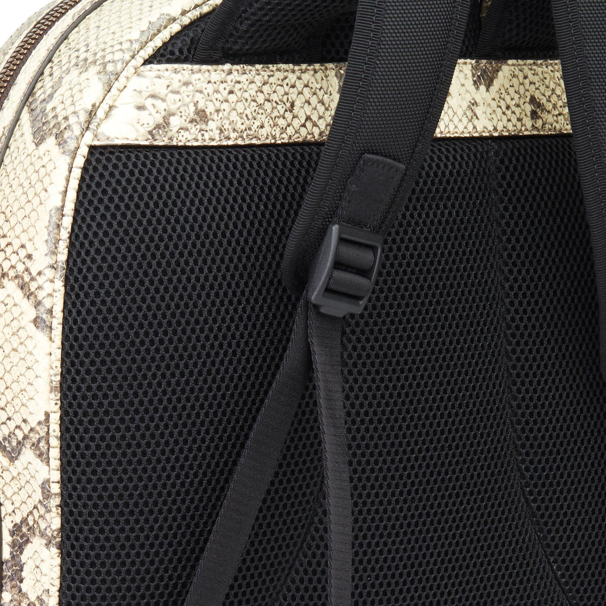 2019 Gucci Natural Animalier Python Leather & Web Backpack In Excellent Condition In Bishop's Stortford, Hertfordshire