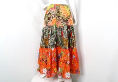 Gucci Orange New India Mehrfarbiger Midirock aus Baumwolle mit mehrfarbigem Druck, 2019