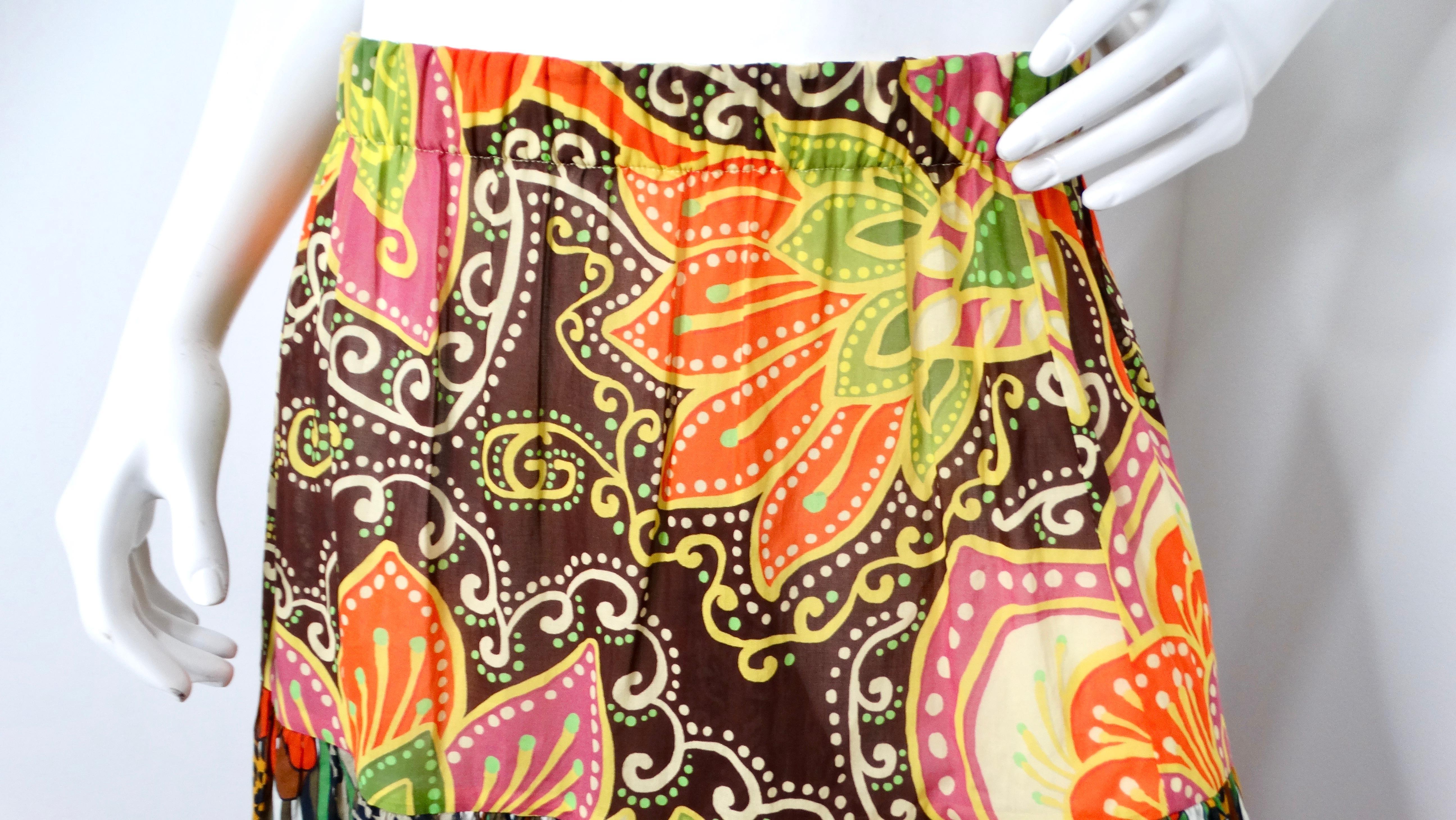 Donna 2019 Gucci Gonna midi in cotone con stampa multicolore arancione &New India in vendita