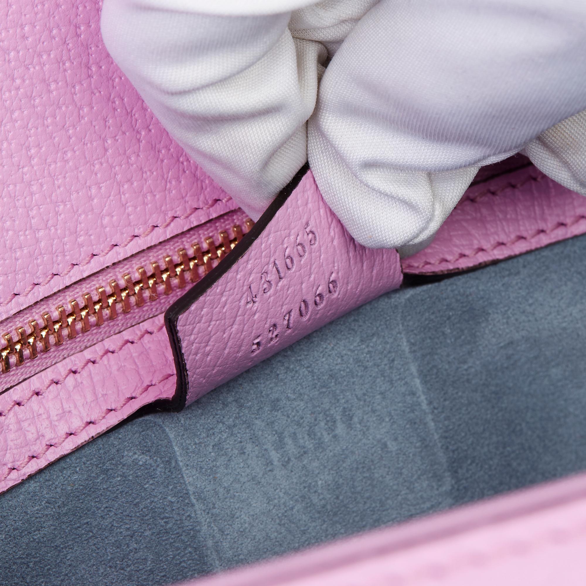 2019 Gucci Pink Pigskin Leather Crystallised Medium Sylvie Top Handle 5