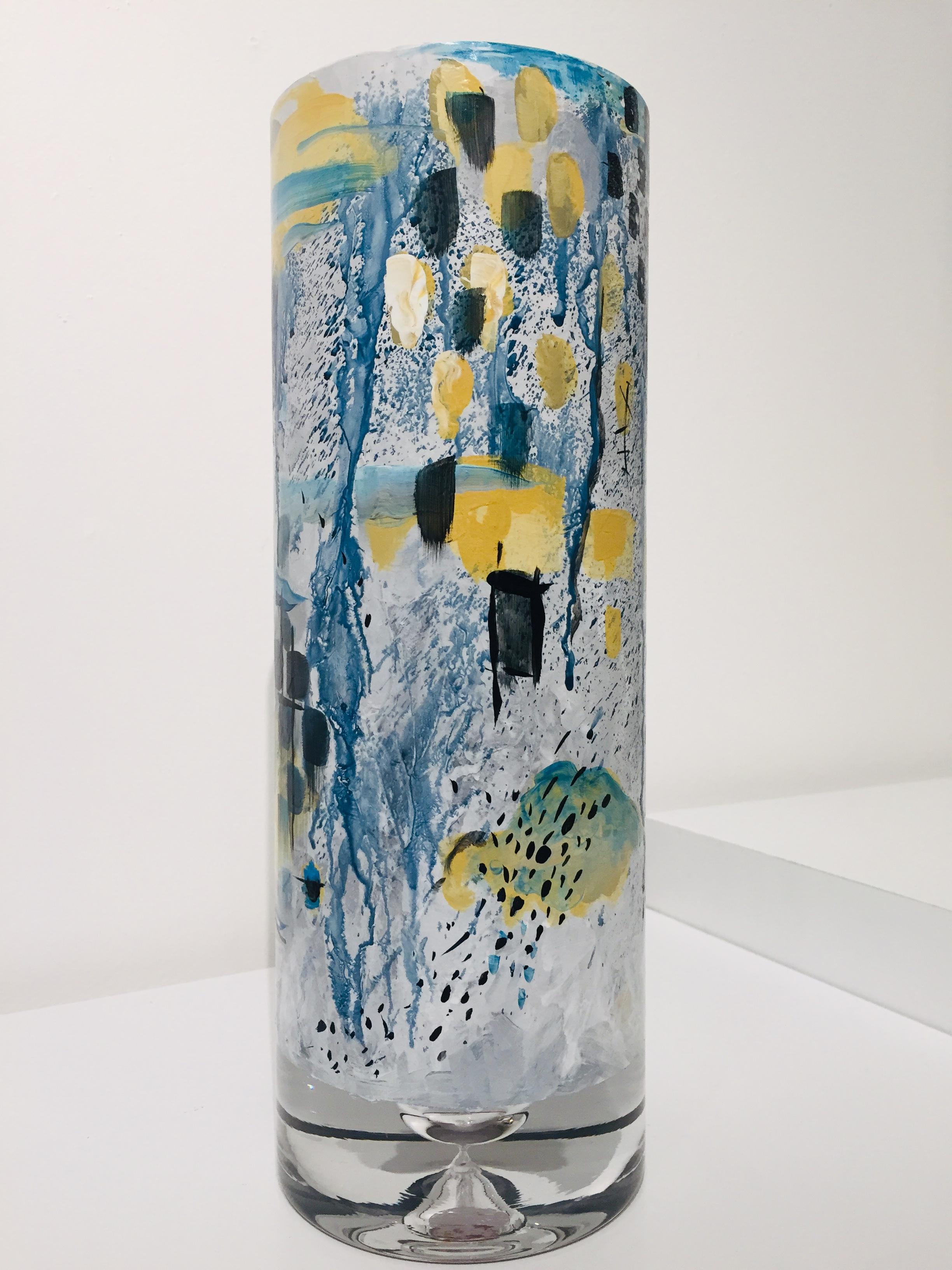 Américain Vase gris en verre peint à la main par Kathleen Kane-Murrell (n° 4), 2019 en vente