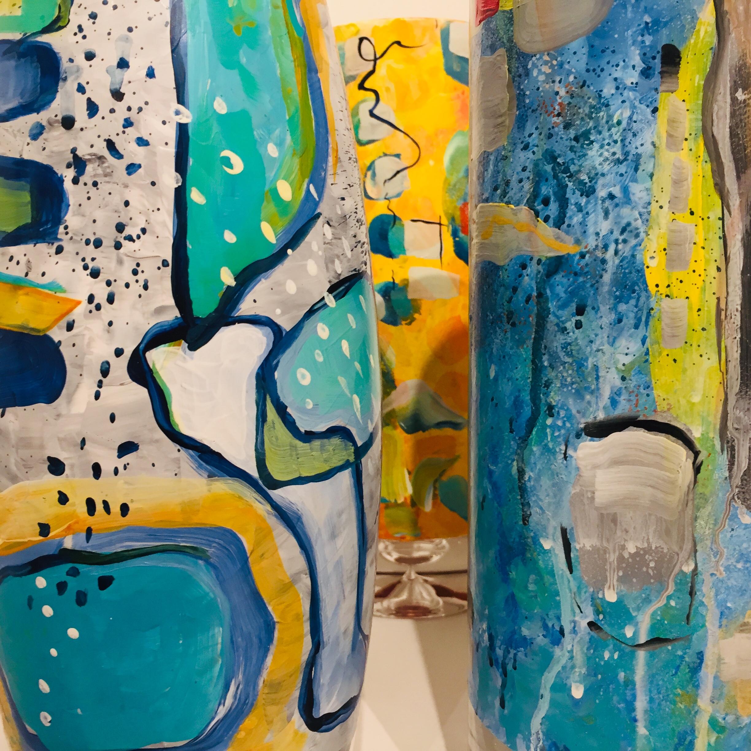 Verre Vase orange en verre peint à la main par Kathleen Kane-Murrell, n° 2, 2019