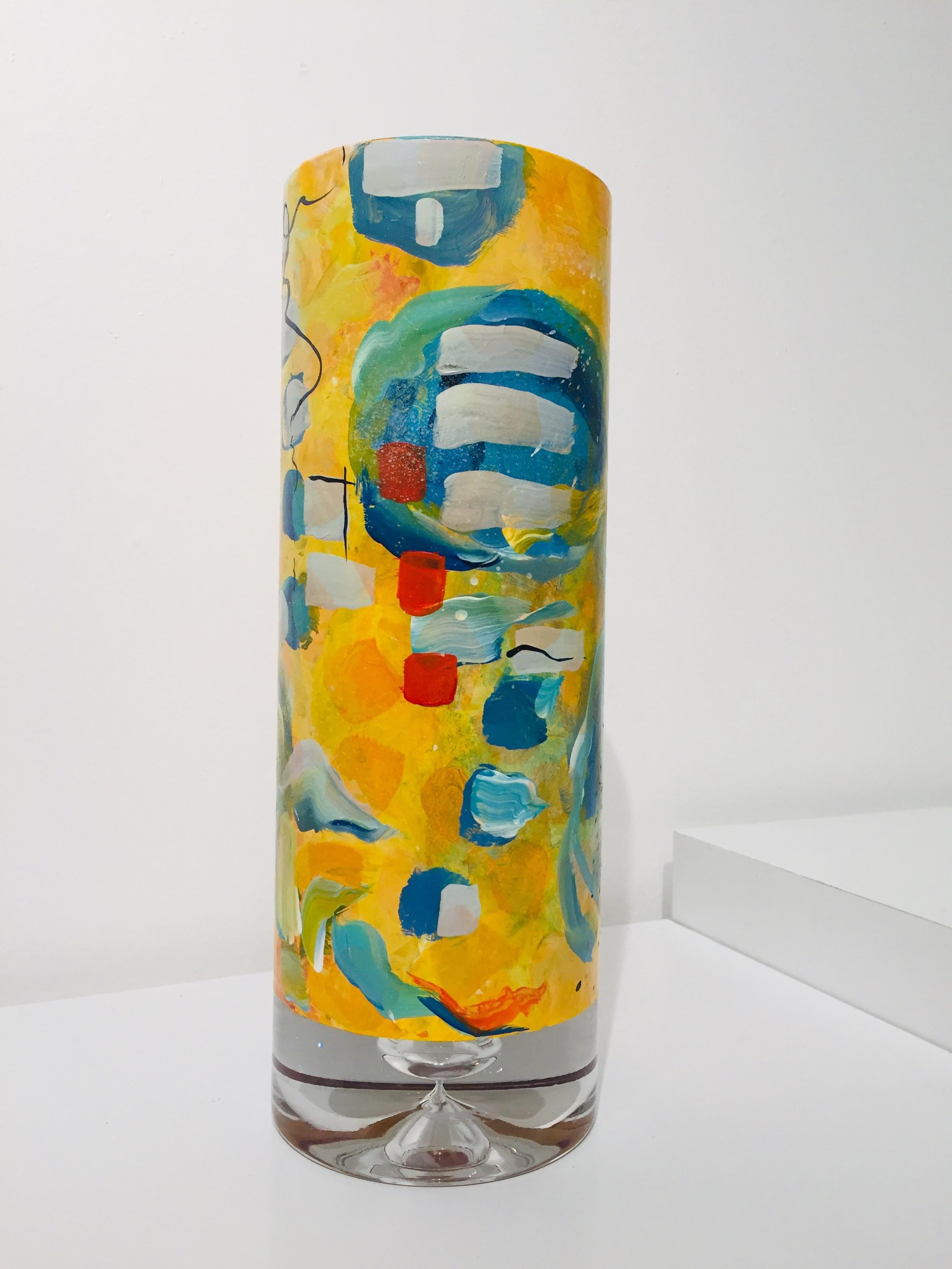 Hand painted one-of-a-kind glass vase by artist Kathleen Kane-Murrell. This vases are perfectly rendered in acrylic paint and arrive with a note from the artist. First time available to the public.

 Image 5 shows the five vases painted to date.