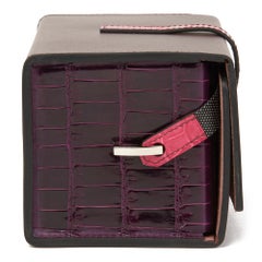 2019 Hermès Amethyst Vache Hunter Cowhide & Shiny Crocodile Petit H Minaudiere