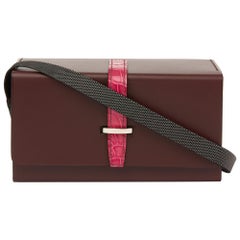 2019 Hermès Amethyst Vache Hunter Cowhide & Shiny Crocodile Petit H Minaudiere