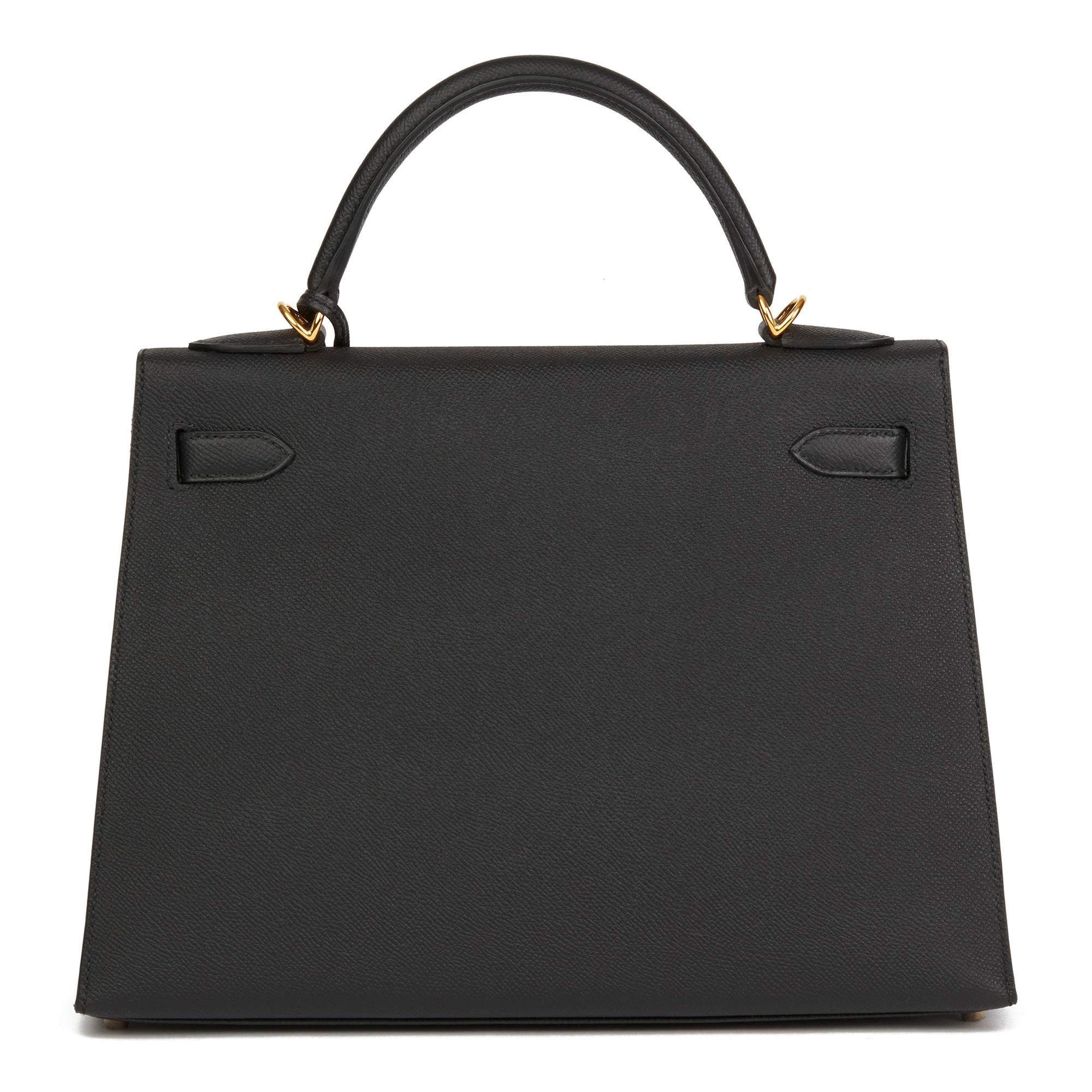 Women's 2019 Hermès Black Epsom Leather Kelly 32cm Sellier