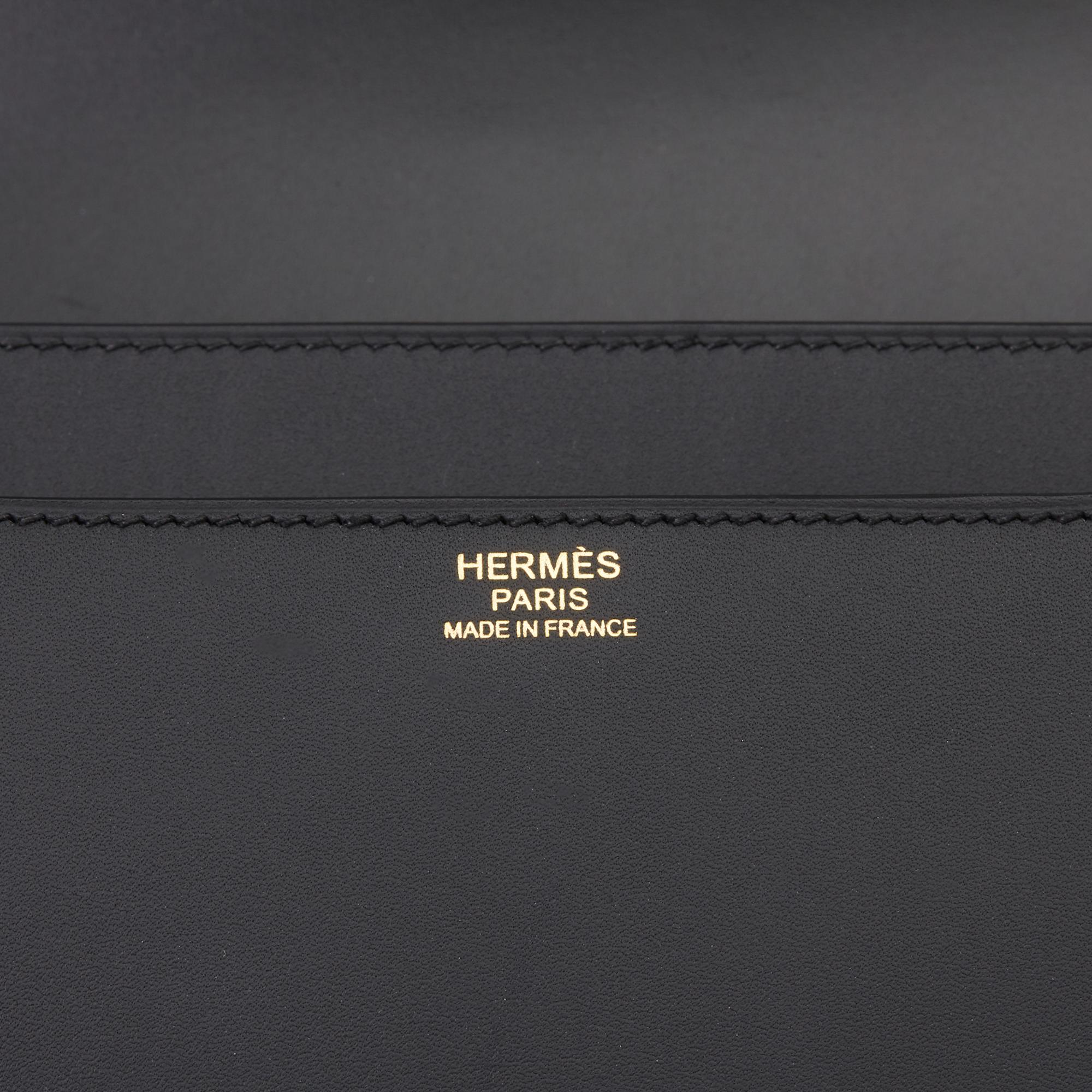 2019 Hermès Black Sombrero Leather Constance Cartable  2