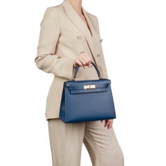 2019 Hermès Bleu de Malte Epsom Leather Kelly 28cm