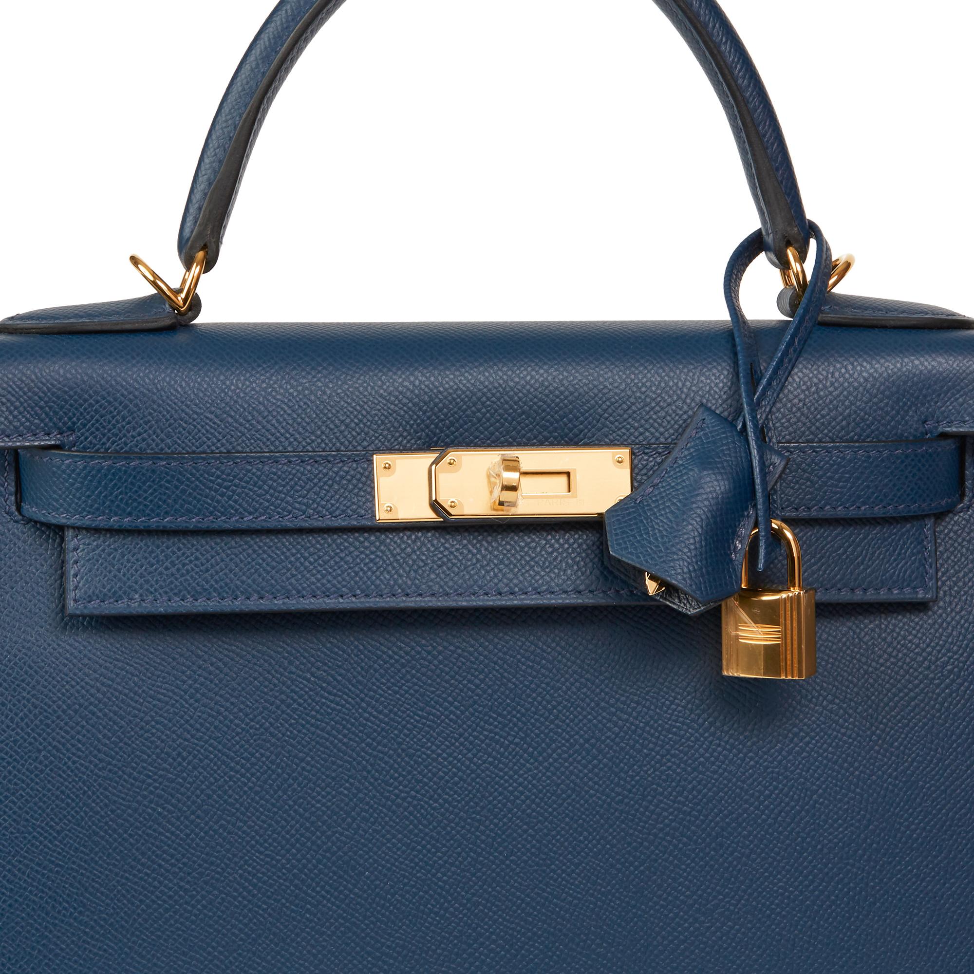 2019 Hermès Bleu de Malte Epsom Leather Kelly 28cm In New Condition In Bishop's Stortford, Hertfordshire