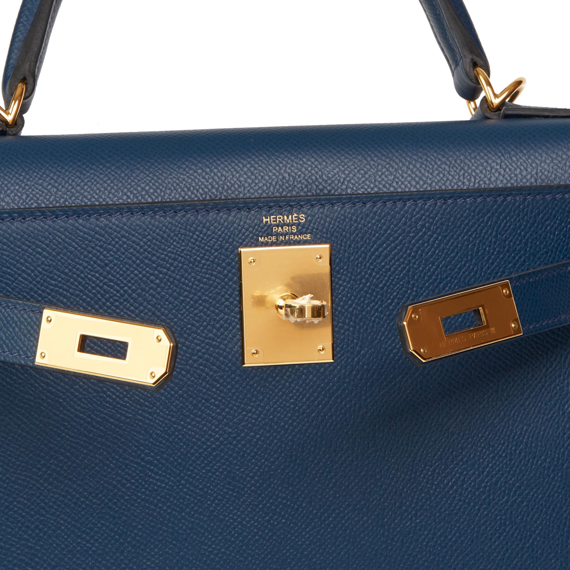 Women's 2019 Hermès Bleu de Malte Epsom Leather Kelly 28cm