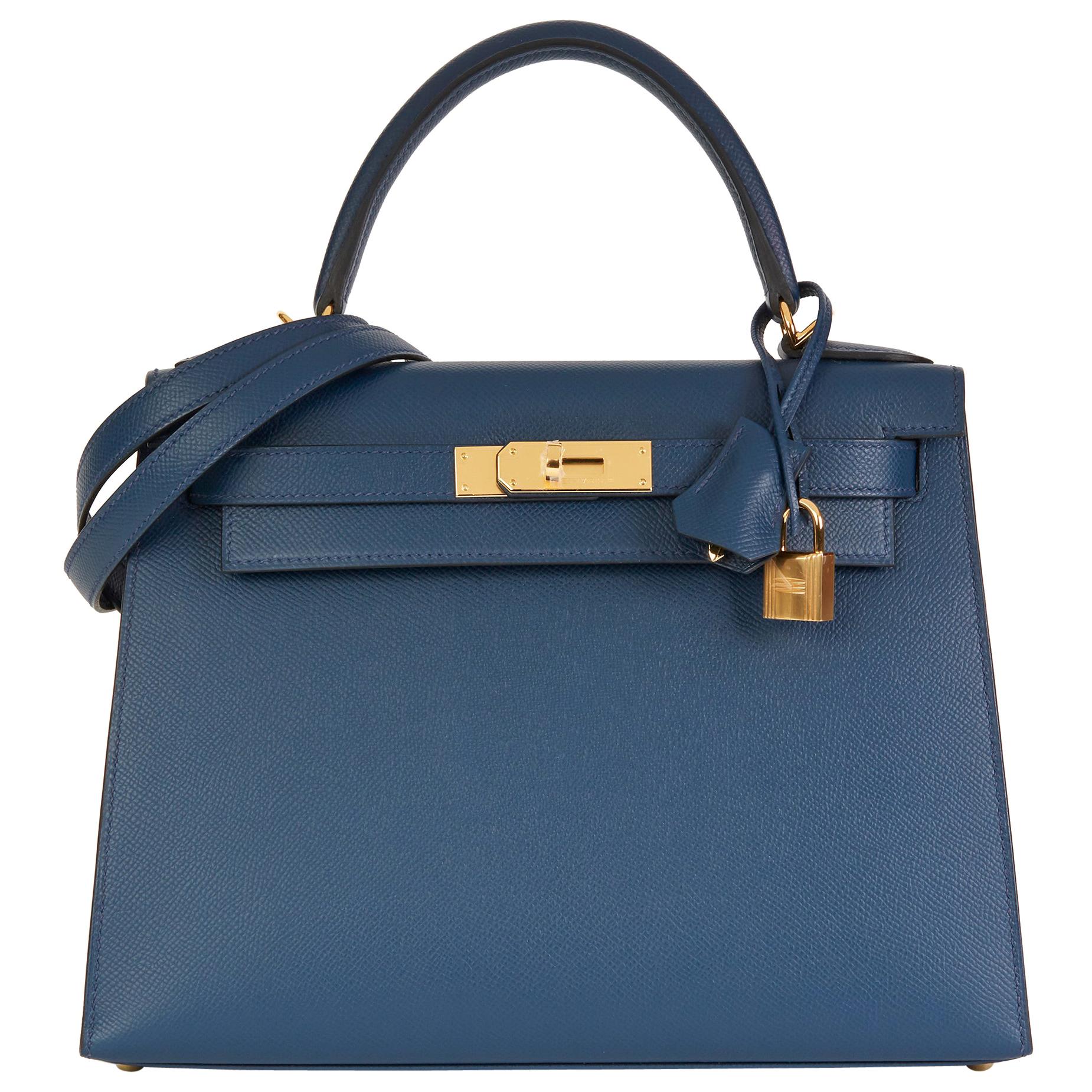 2019 Hermès Bleu de Malte Epsom Leather Kelly 28cm