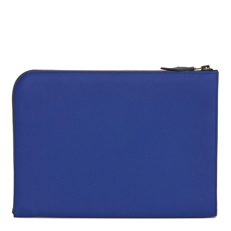 Hermes Endless Road Leather Zip Tablet Case Blue