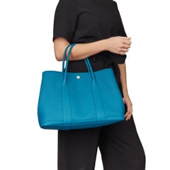 2019 Hermès Bleu Izmir Negonda Leather Garden Party 36cm