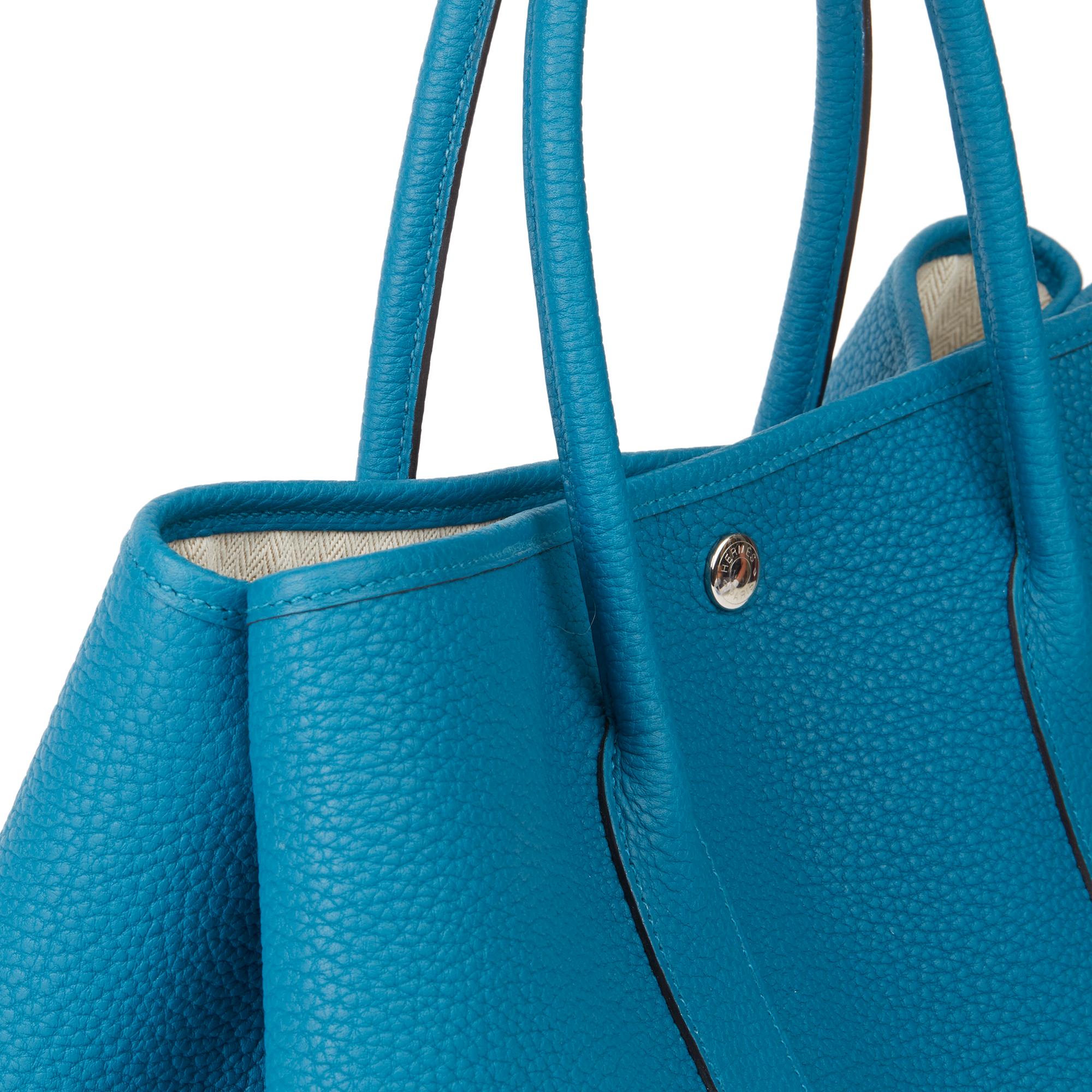 Women's 2019 Hermès Bleu Izmir Negonda Leather Garden Party 36cm