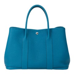 2019 Hermès Bleu Izmir Negonda Leather Garden Party 36cm