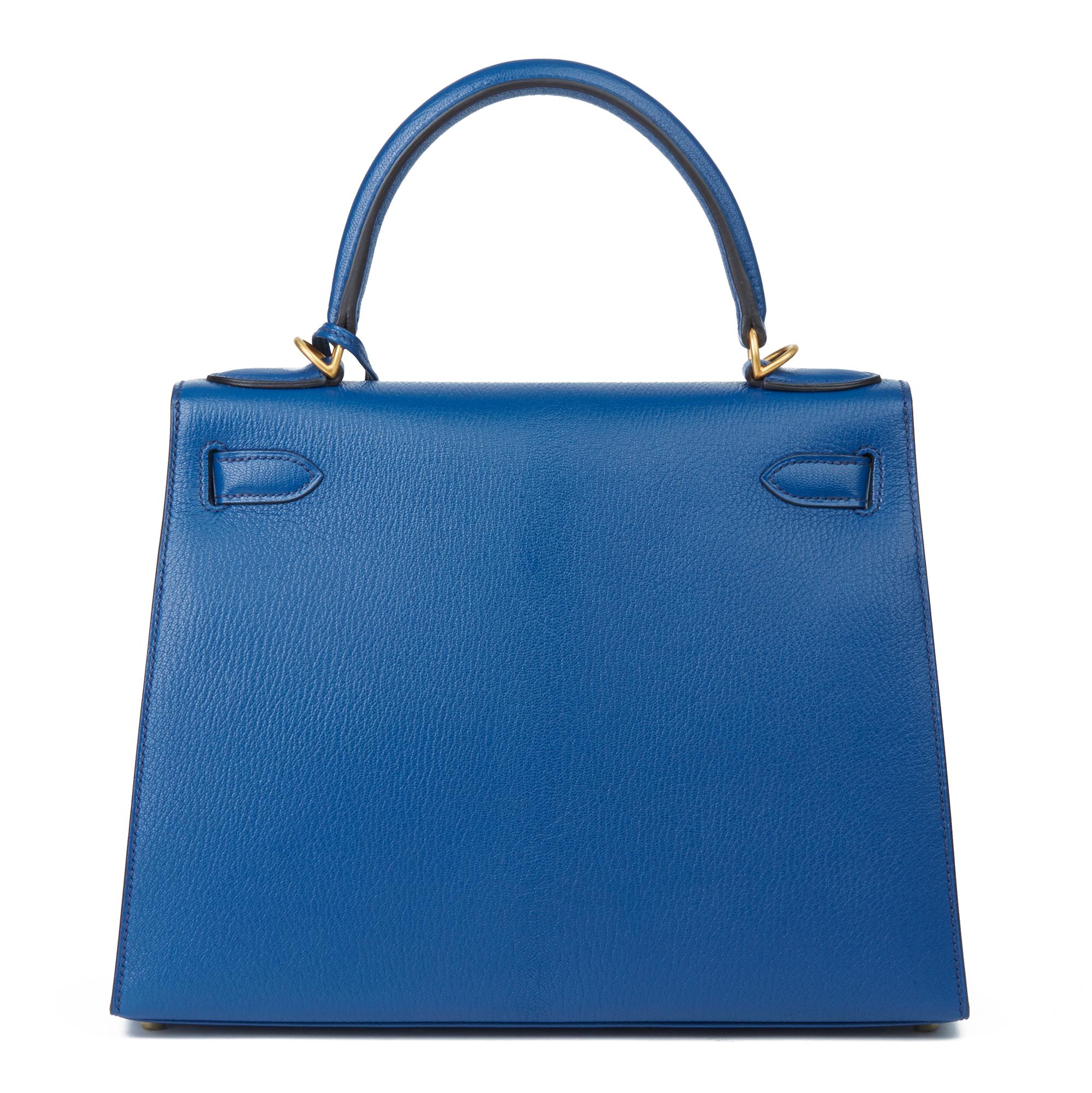 2019 Hermès Bleu Saphir & Vert Emeraud Leder Sonderbestellung Kelly 28cm Sellier Damen