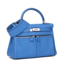 2019 Hermes Bleu Zellige Swift Leather Lakis Kelly 28cm Retourne