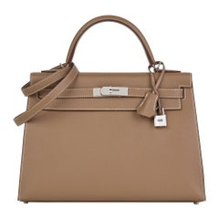 2019 Hermès Etoupe Epsom Leather Kelly 32cm Sellier