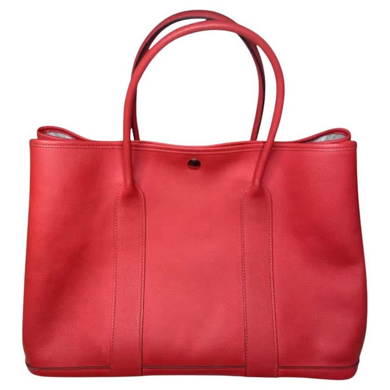 Hermes Garden Party Bag Togo Leather In Pink