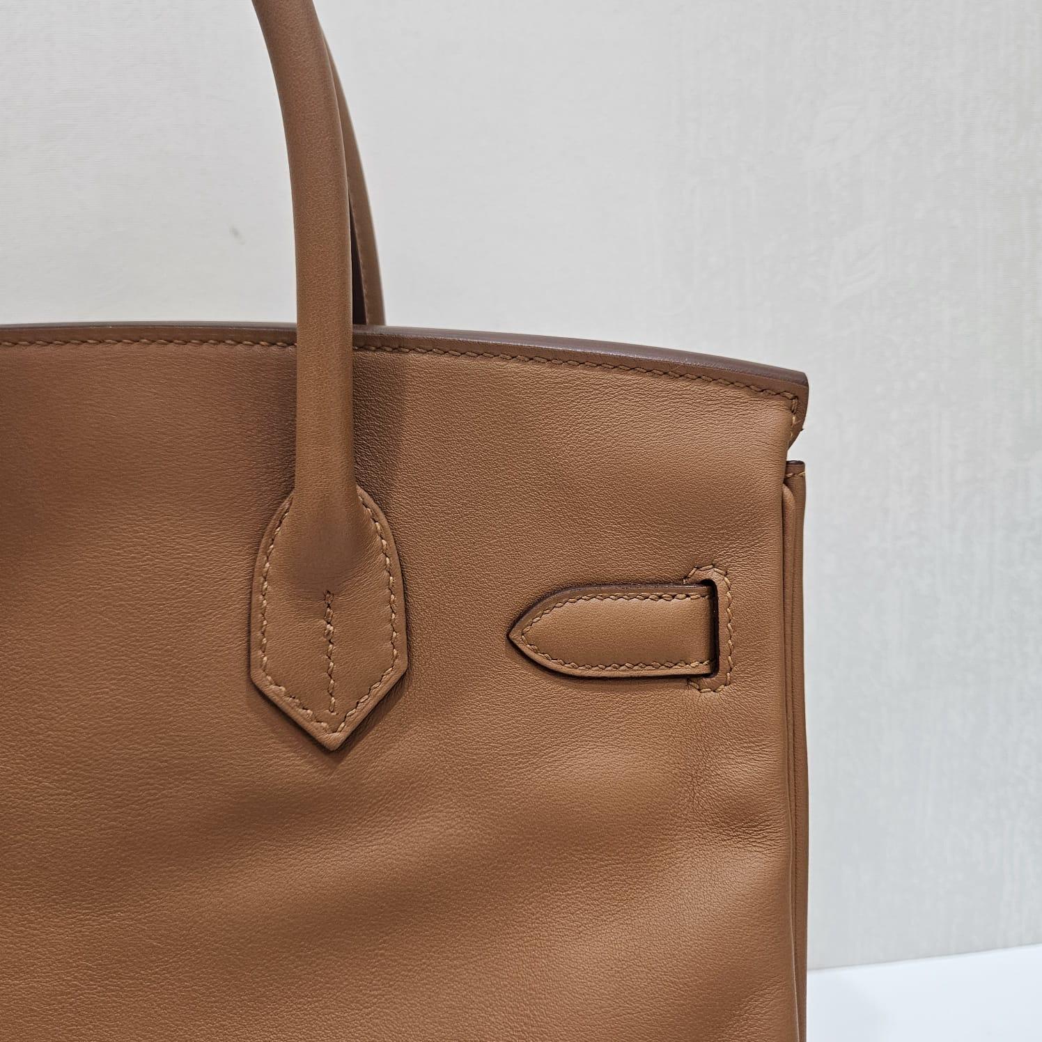 Brown 2019 Hermes Gold Swift Birkin 30 Tressage Bag For Sale
