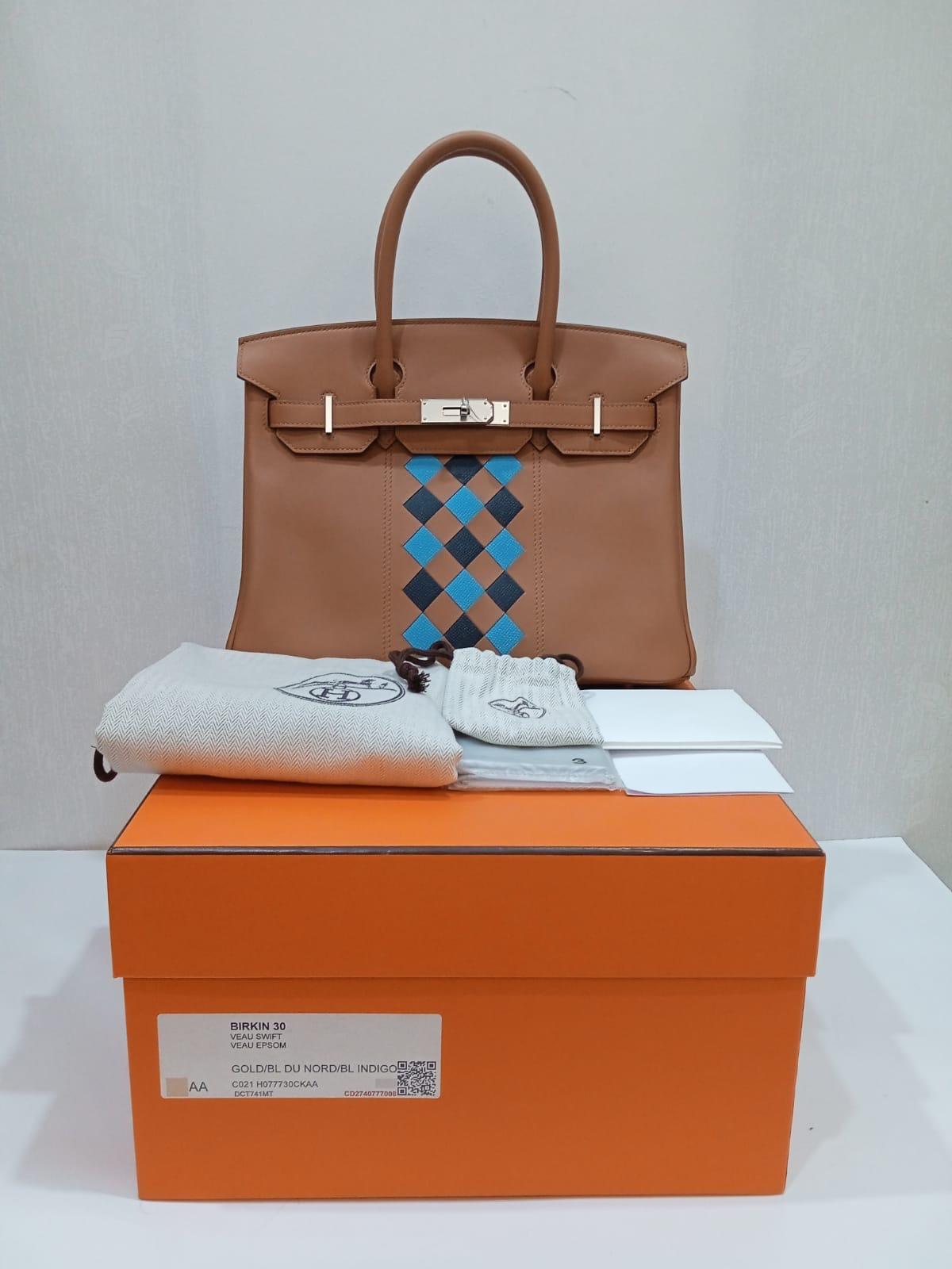 2019 Hermes Gold Swift Birkin 30 Tressage Bag For Sale 15