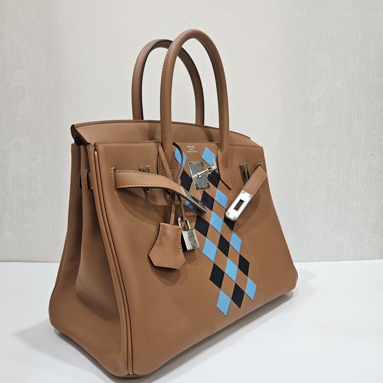 Women's or Men's 2019 Hermes Gold Swift Birkin 30 Tressage Bag For Sale