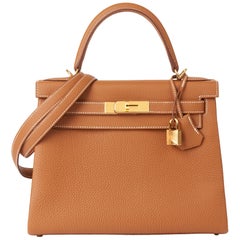 2019 Hermès Gold Togo Leather Kelly 28cm Retourne