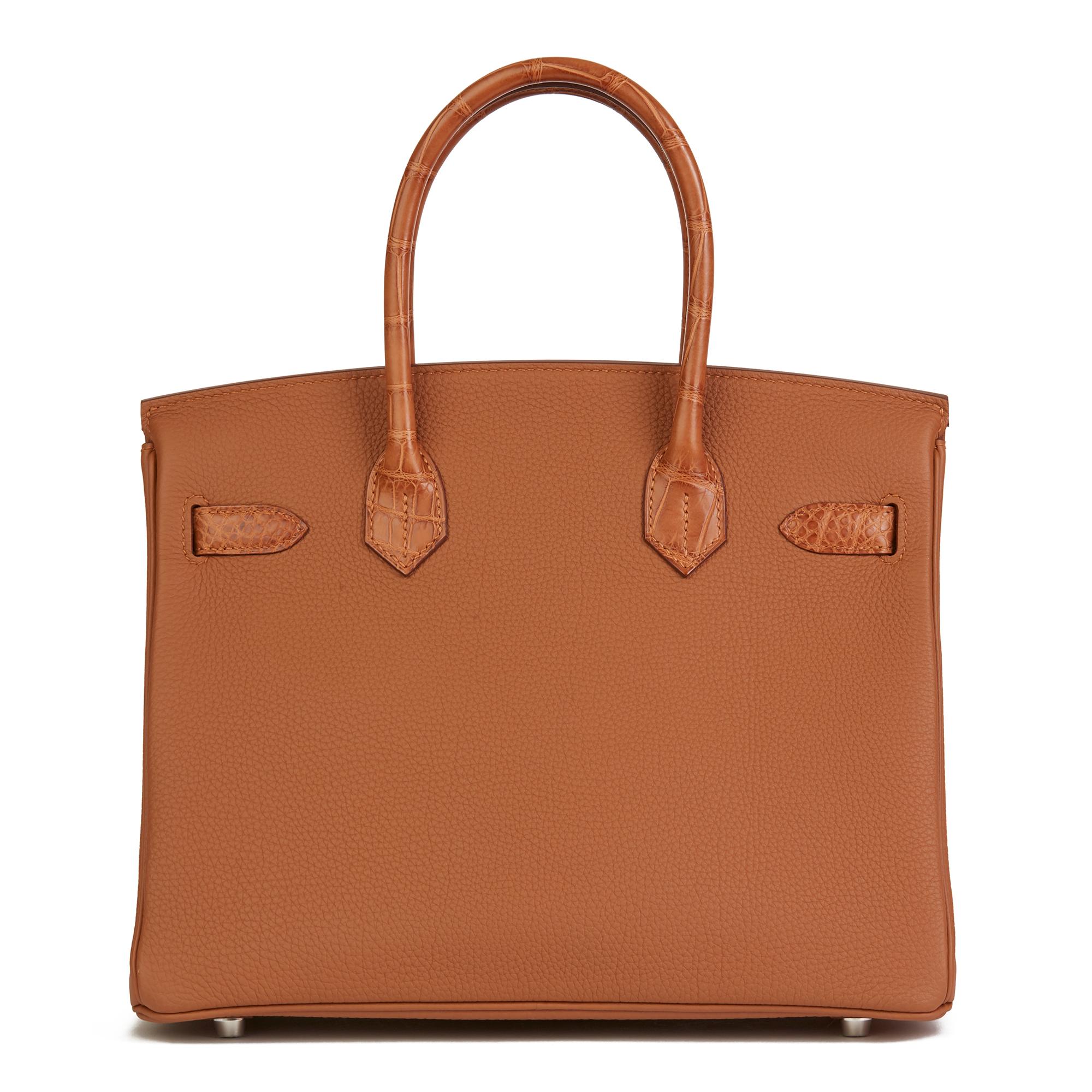 2019 Hermès Gold Togo Leather & Matte Mississippiensis Alligator Birkin 30 Touch In New Condition In Bishop's Stortford, Hertfordshire