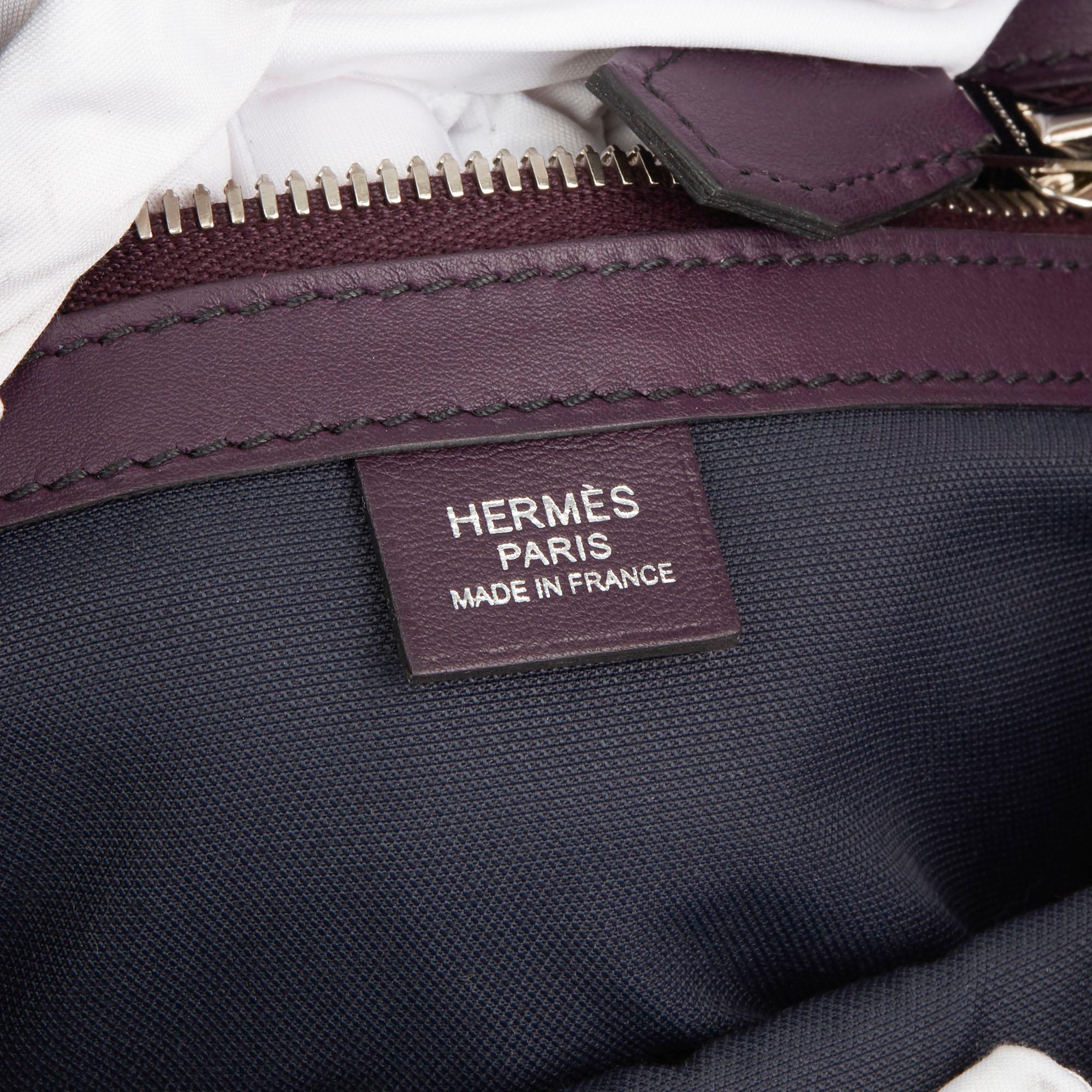 2019 Hermès Indigo & Raisin Cristobal, Veau Doblure Leather Cityslide Cross PM 3