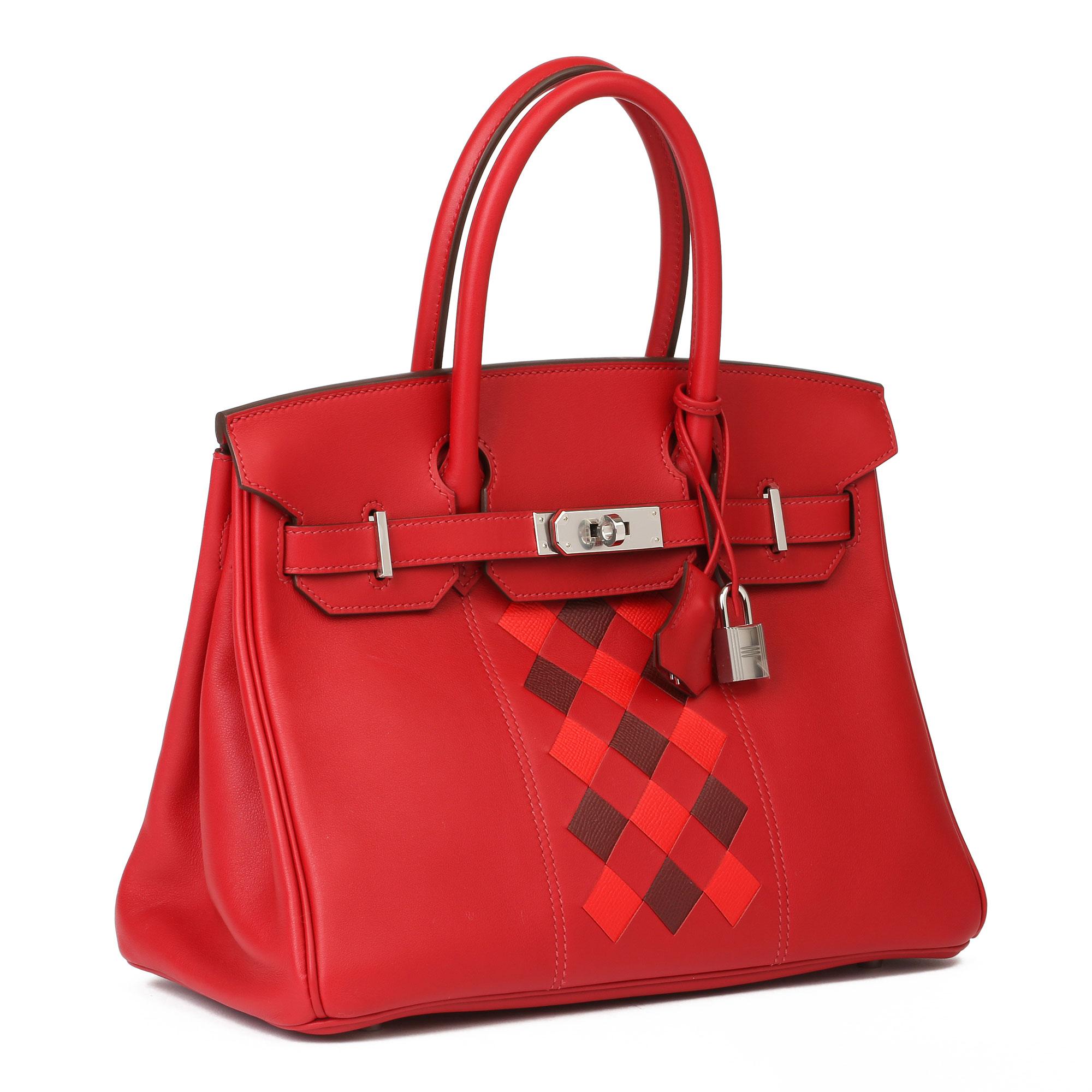 Women's 2019 Hermes Rouge Swift & Rouge Piment, Rouge H Epsom Tessage Birkin 30cm