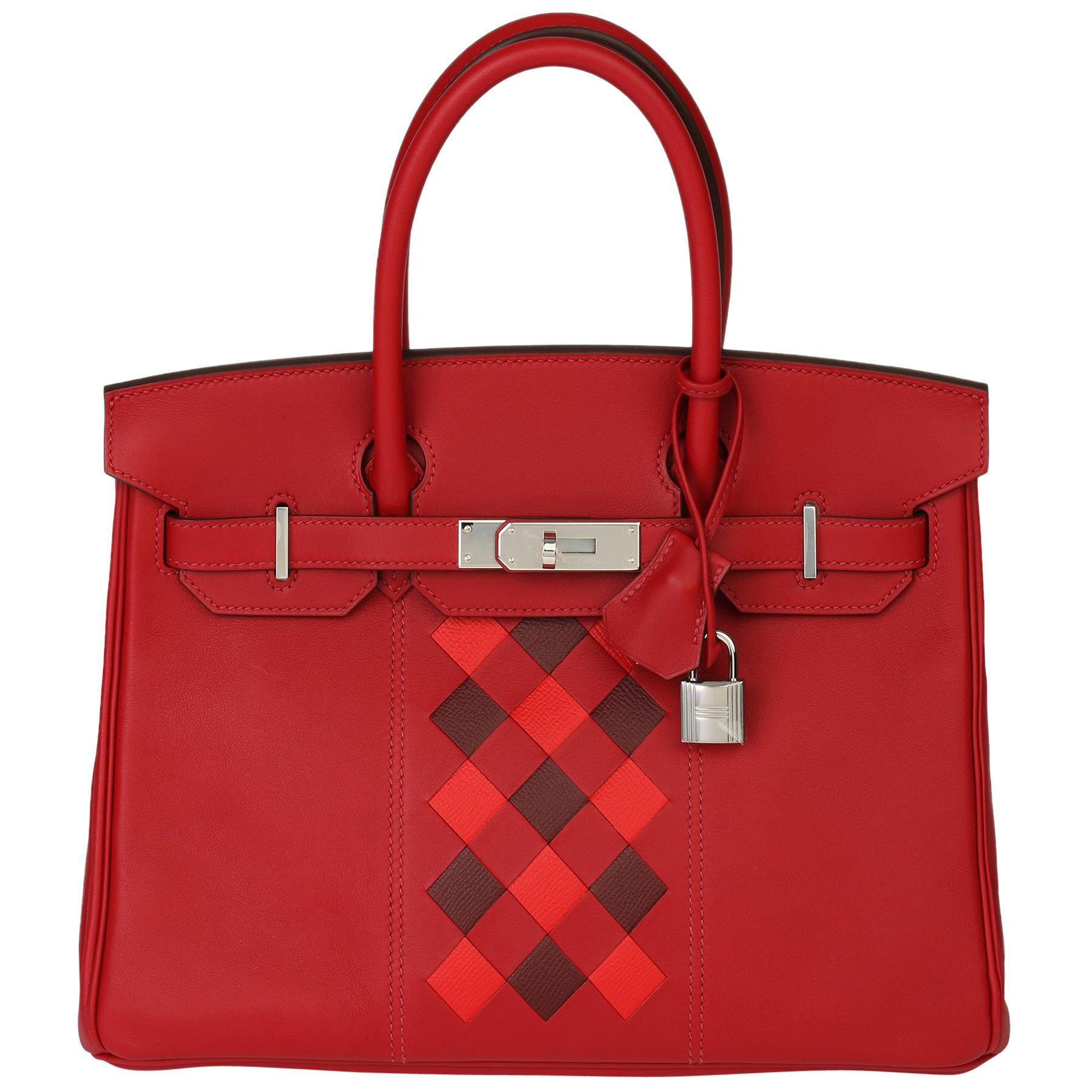 2019 Hermes Rouge Swift & Rouge Piment, Rouge H Epsom Tessage Birkin 30cm