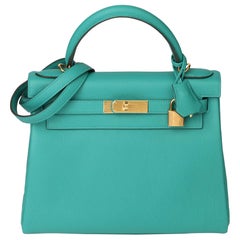 2019 Hermes Vert Verone Togo Leder Kelly 28cm Sellier
