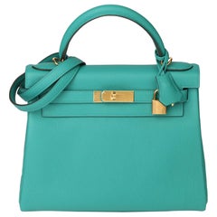 2019 Hermes Vert Verone Togo Leather Kelly 28cm Sellier