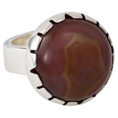 Jared Chavez Condor Agate and Sterling Silver Ring 2019