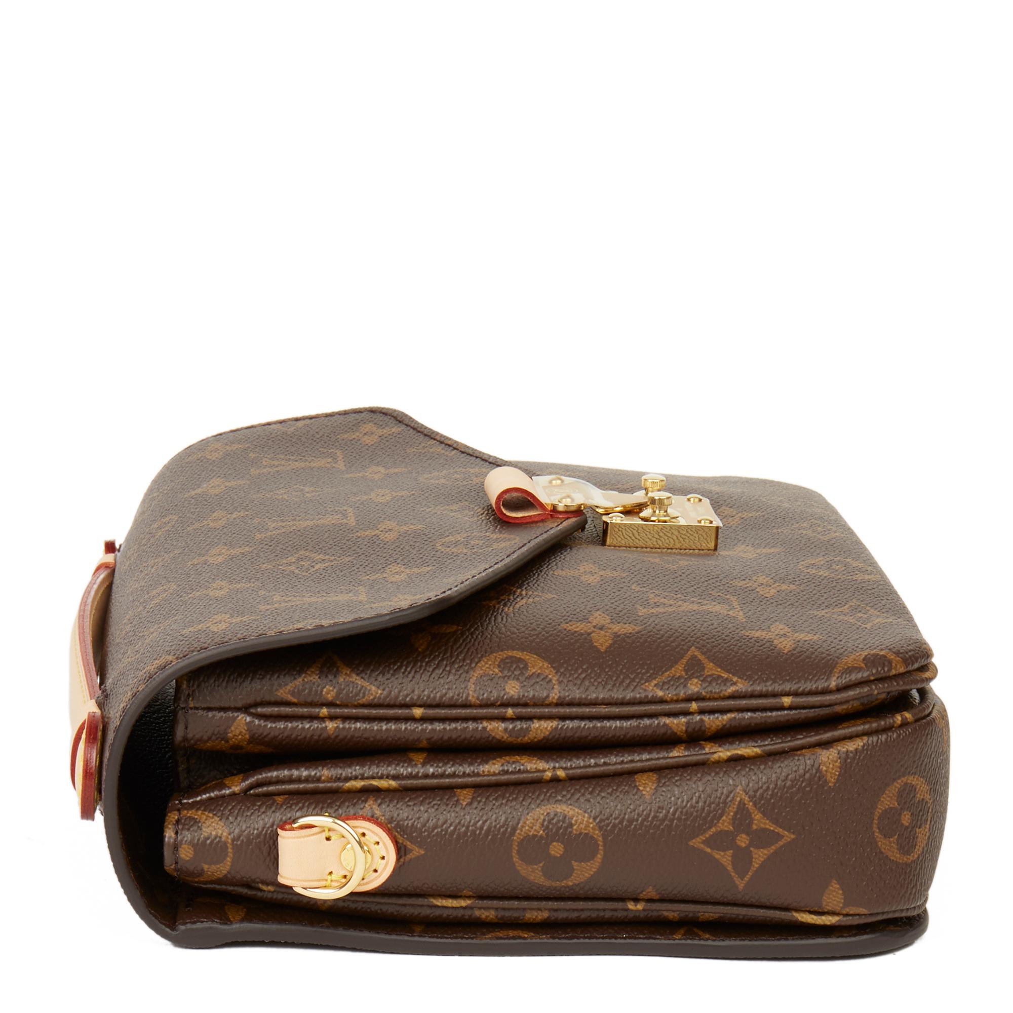 LOUIS VUITTON
Brown Monogram Coated Canvas Pochette Metis 

Xupes Reference: CB163
Serial Number: SR2149
Age (Circa): 2019
Accompanied By: Louis Vuitton Dust Bag, Box, Shoulder Strap, Care Booklet, Invoice
Authenticity Details: Date Stamp (Made in