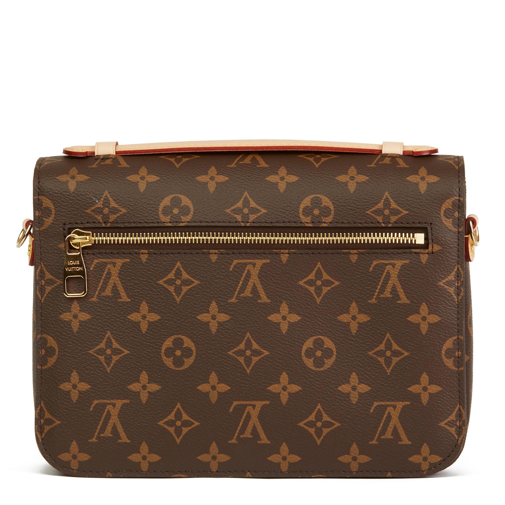 Women's 2019 Louis Vuitton Brown Monogram Coated Canvas Pochette Metis