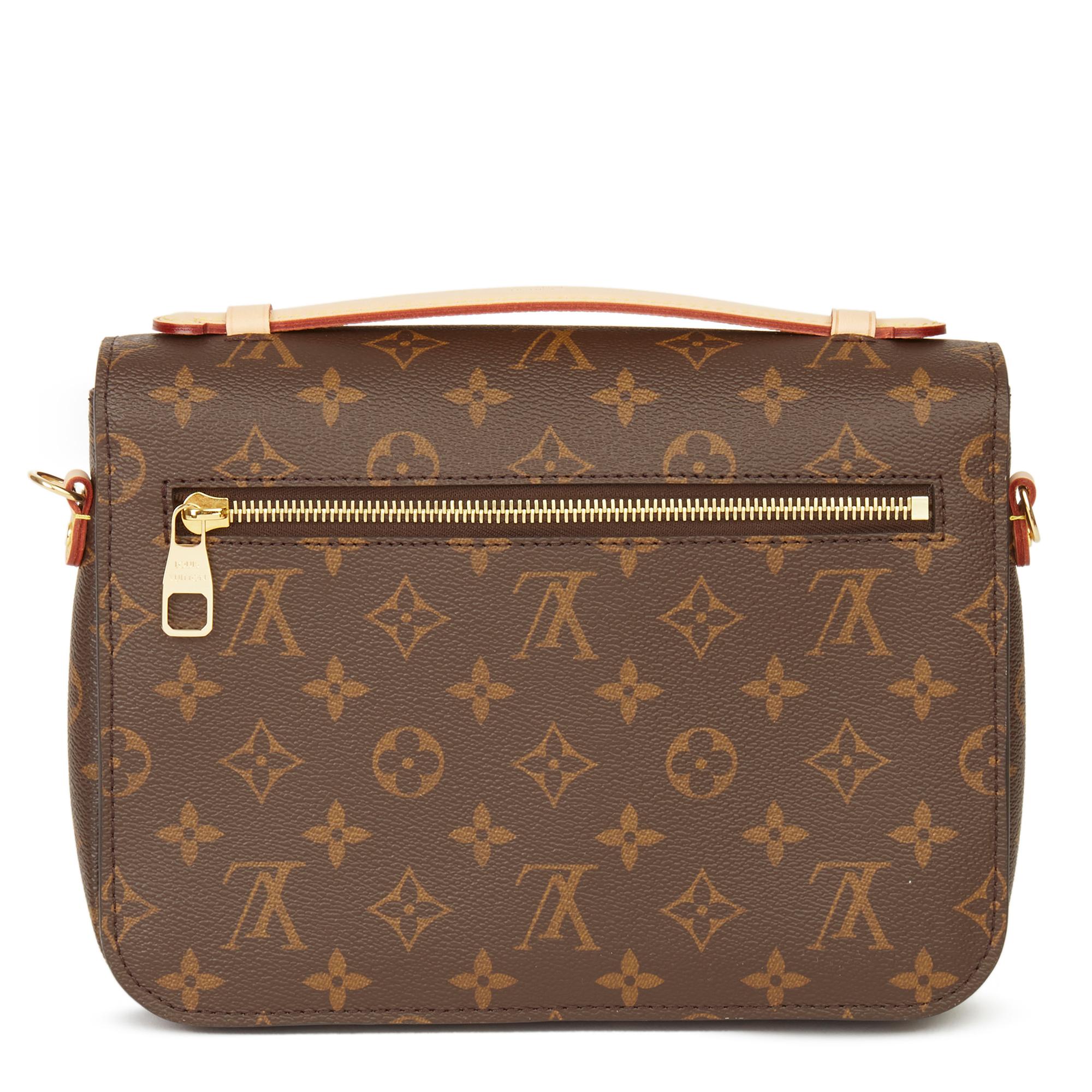 Women's 2019 Louis Vuitton Brown Monogram Coated Canvas Pochette Metis
