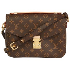 2019 Louis Vuitton Brown Monogram Coated Canvas Pochette Metis