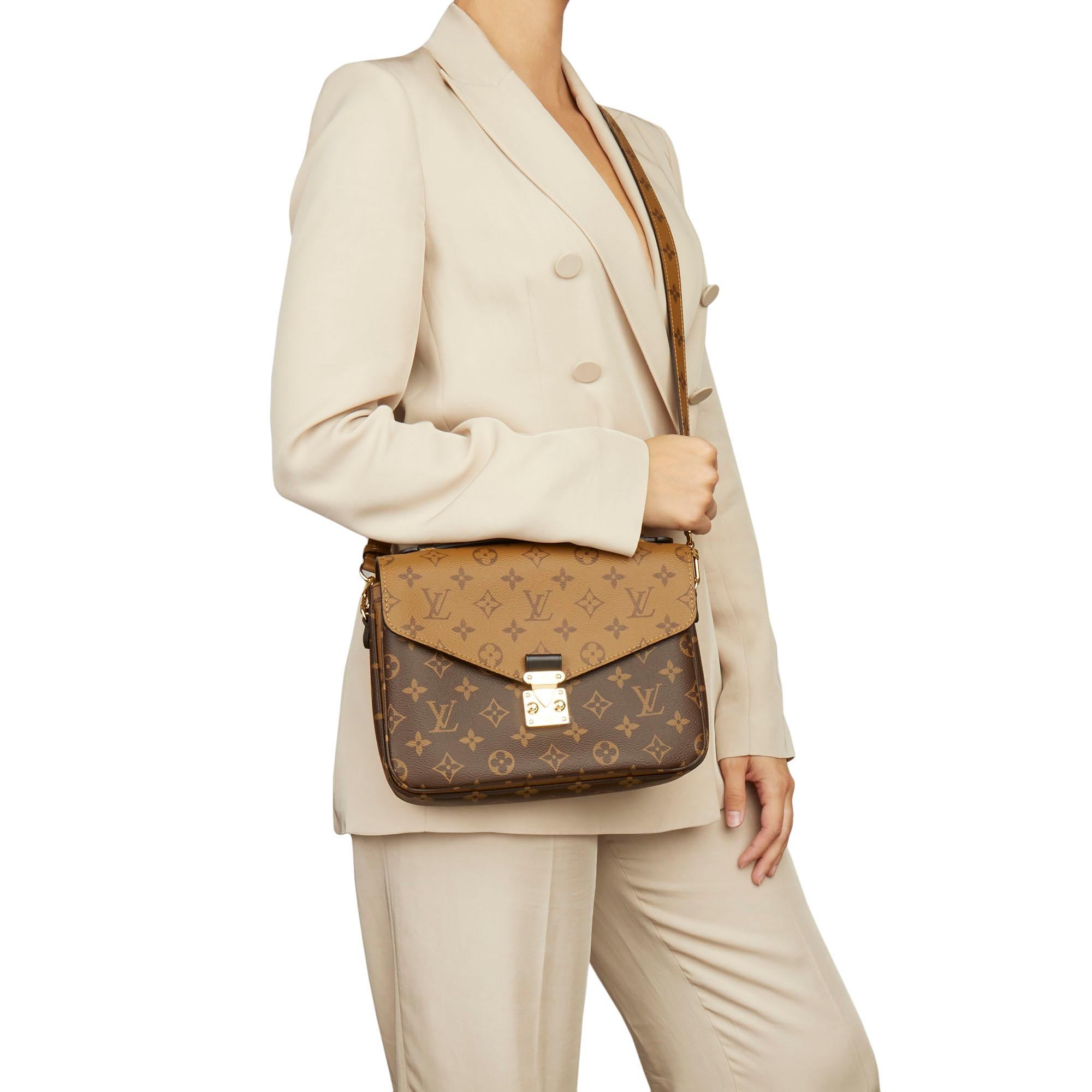 2019 Louis Vuitton Brown Monogram Coated Canvas Reverso Pochette Metis 8