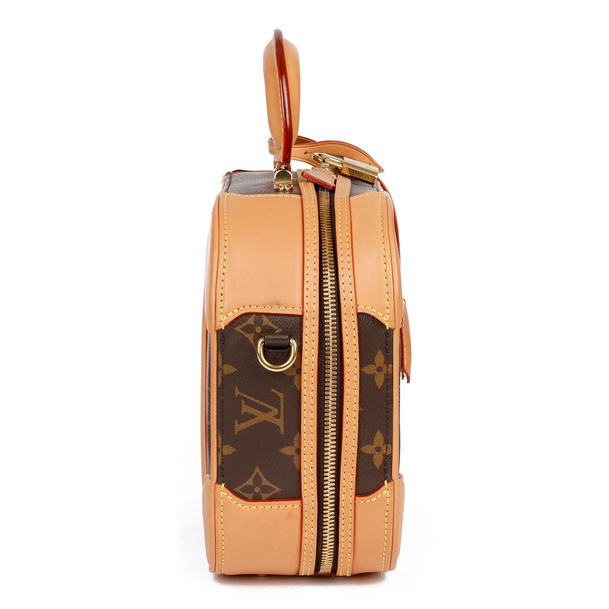 2019 Louis Vuitton Marrone Monogram rivestito in tela e pelle Vachetta Valisette PM In condizioni ottime in vendita a Bishop's Stortford, Hertfordshire