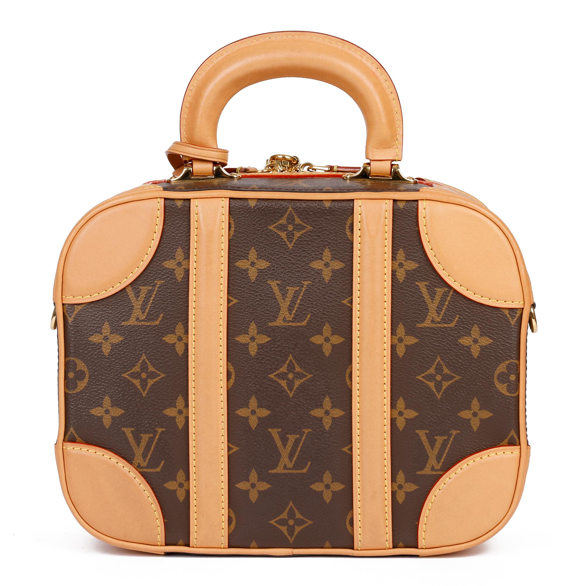 2019 Louis Vuitton Marrone Monogram rivestito in tela e pelle Vachetta Valisette PM in vendita 1