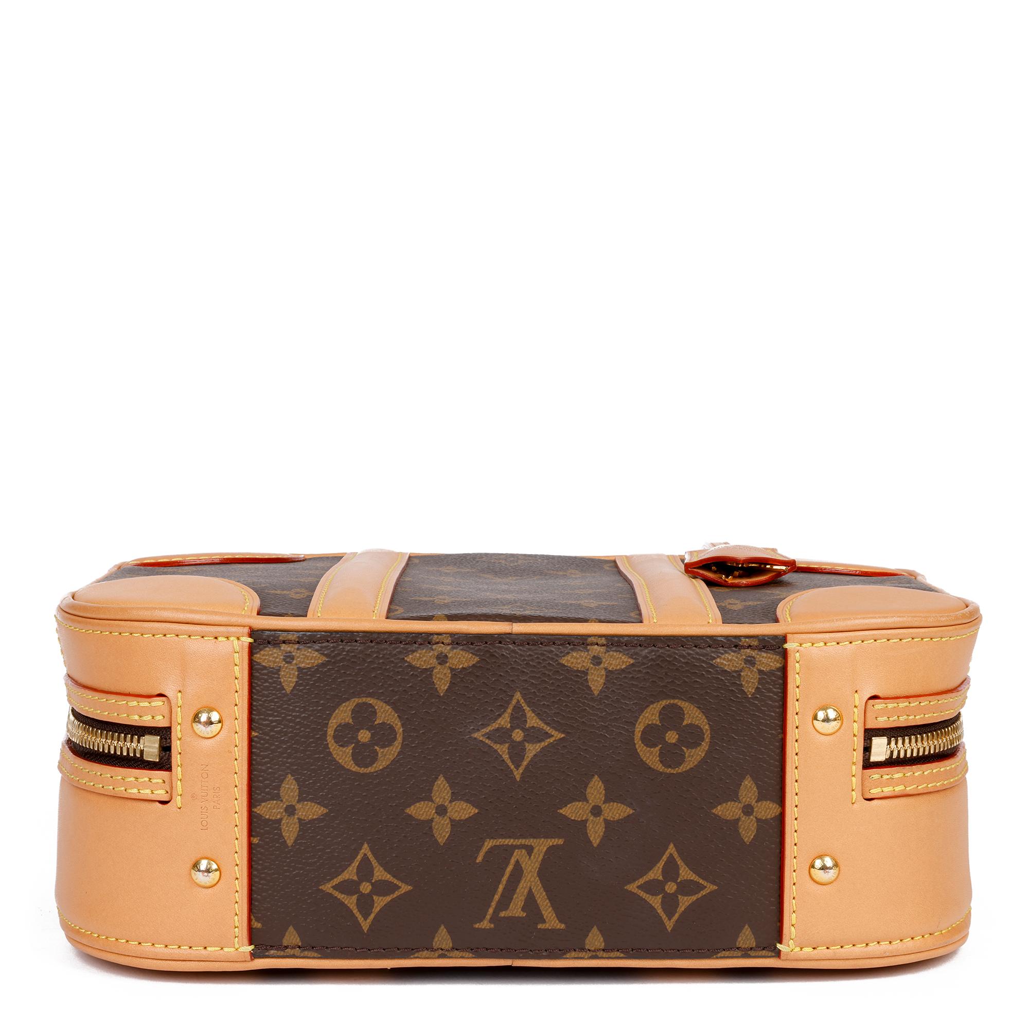 2019 Louis Vuitton Marrone Monogram rivestito in tela e pelle Vachetta Valisette PM in vendita 2