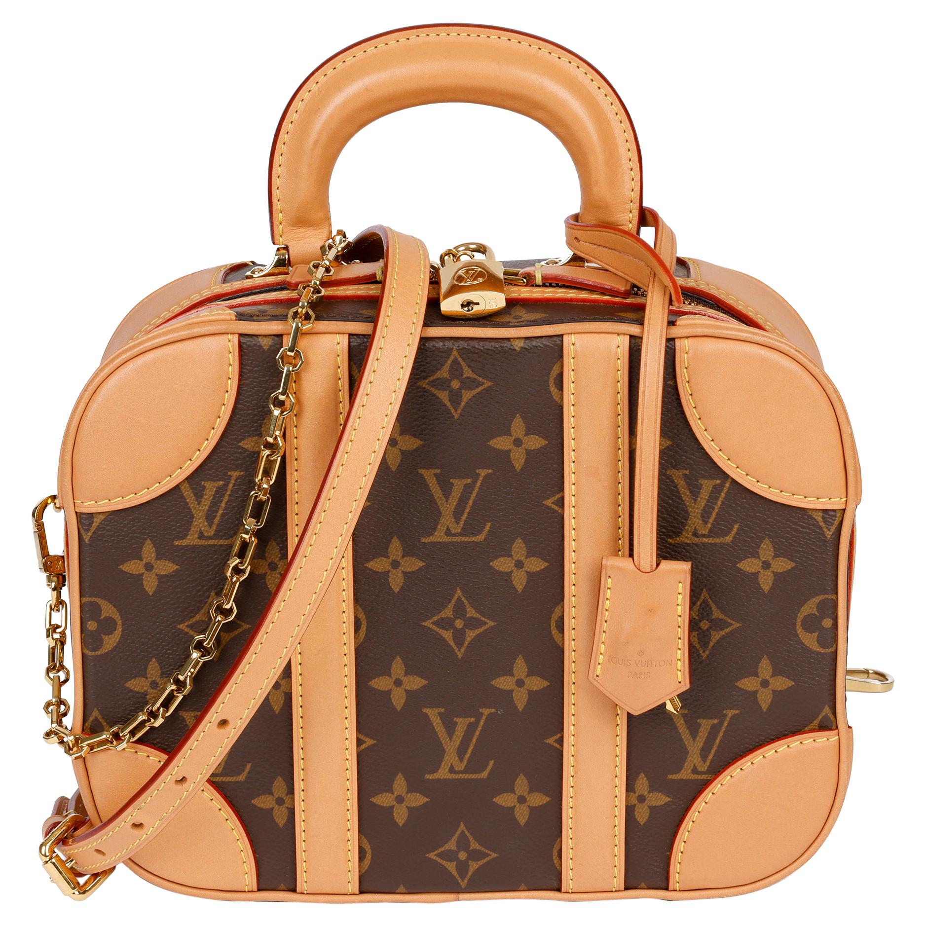 LOUIS VUITTON, MONOGRAM VALISETTE MINI LUGGAGE PM IN COATED CANVAS AND  VACHETTA LEATHER WITH GOLDEN BRASS HARDWARE, Handbags & Accessories, 2020