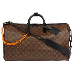 2019 Louis Vuitton Marron Monogram Virgil Abloh Keepall Bandouliere 50