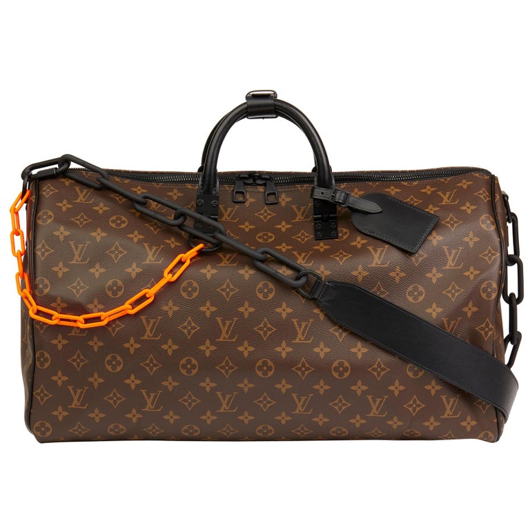 2019 Louis Vuitton Brown Monogram Virgil Abloh Keepall Bandouliere 50 For Sale at 1stdibs