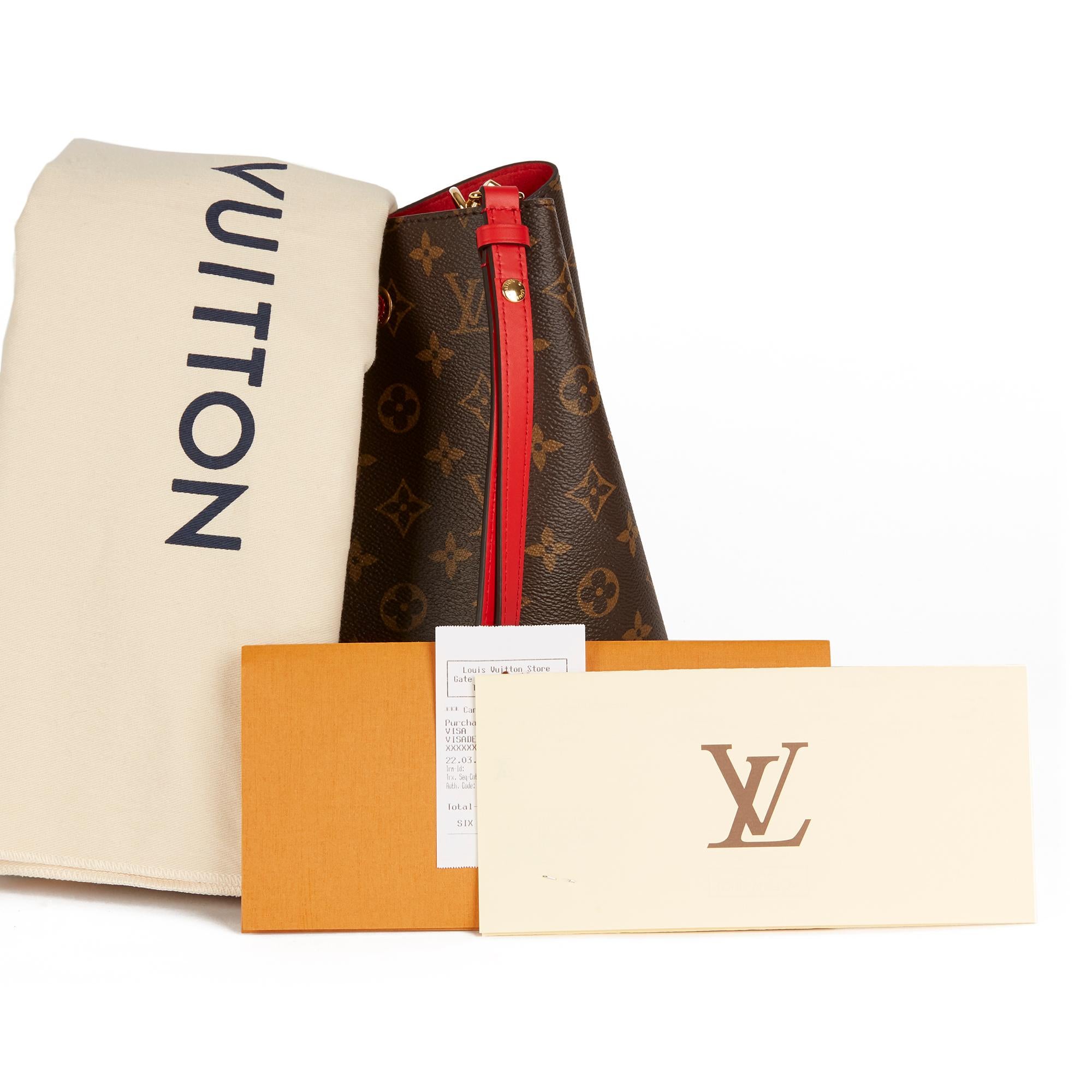2019 Louis Vuitton Coquelicot Leather & Brown Monogram Coated Canvas Néo Noé 7