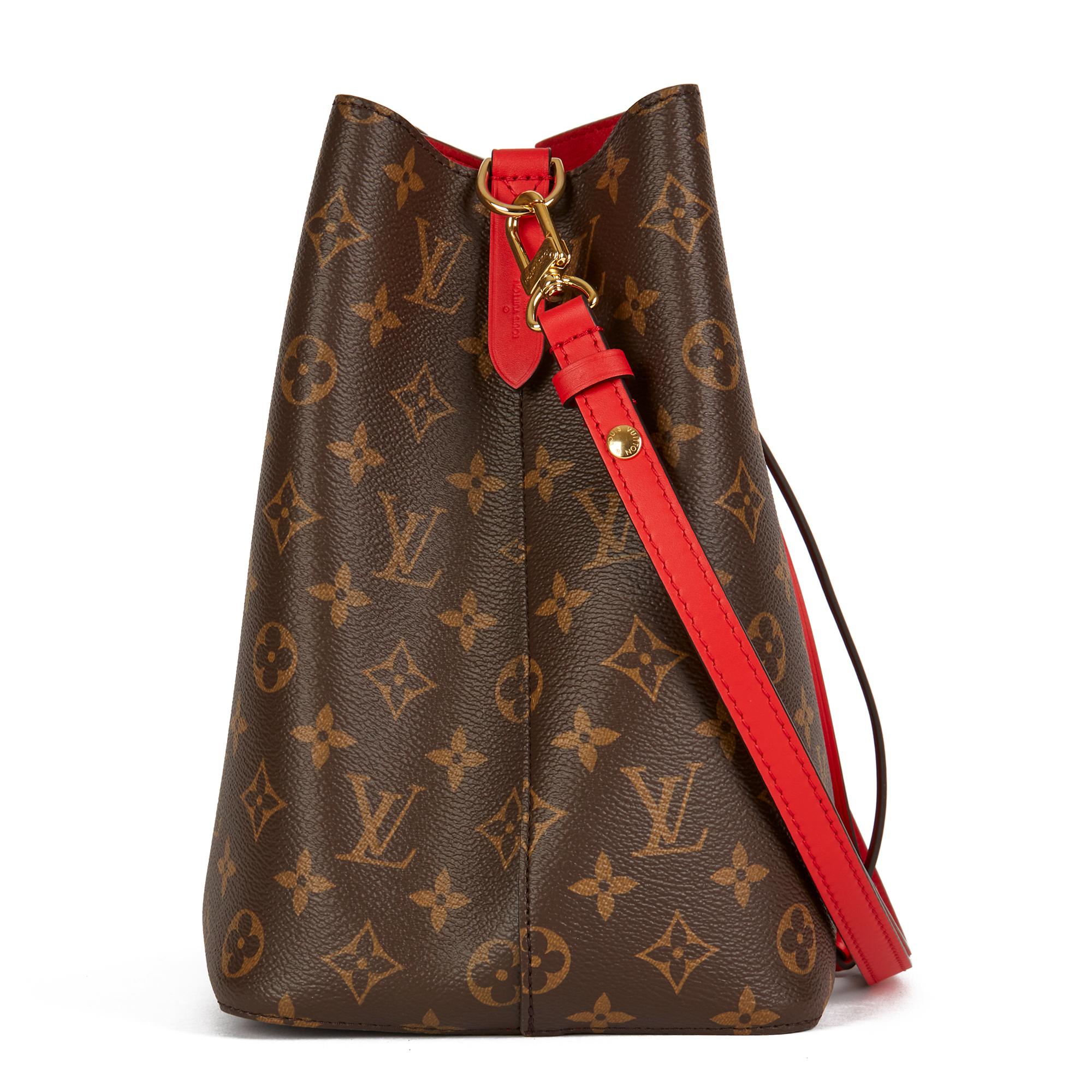 Black 2019 Louis Vuitton Coquelicot Leather & Brown Monogram Coated Canvas Néo Noé