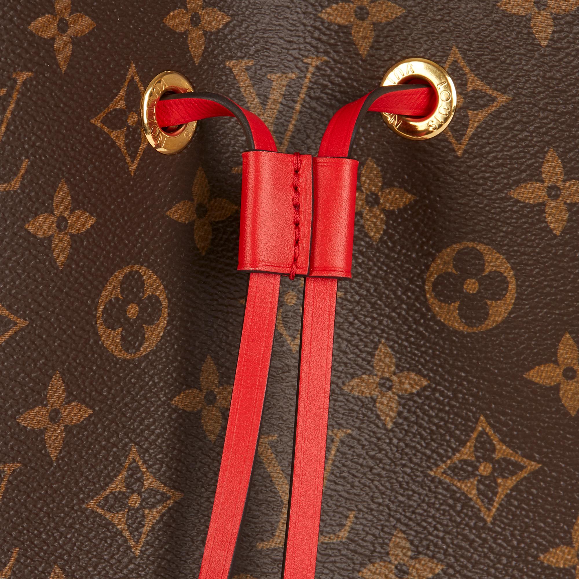 2019 Louis Vuitton Coquelicot Leather & Brown Monogram Coated Canvas Néo Noé 2