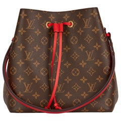 2019 Louis Vuitton Coquelicot Leather & Brown Monogram Coated Canvas Néo Noé